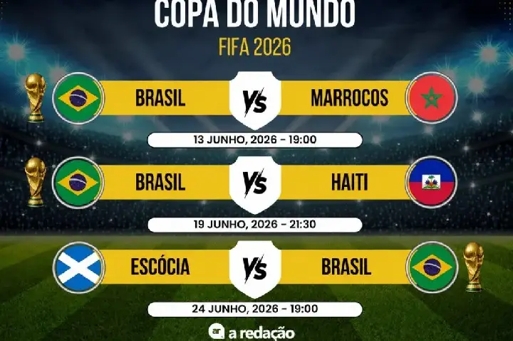 Confira dias e horários dos jogos do Brasil na primeira fase da Copa do Mundo 2026