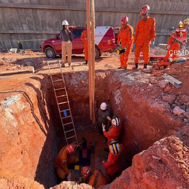 Trabalhador cai em buraco de 3 metros em obra no Lago Norte e é resgatado pelo CBMDF