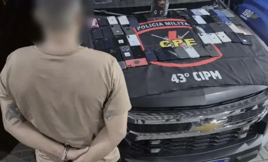 Ladrão é preso em flagrante com 54 celulares que foram furtados no pré-carnaval de Goiânia