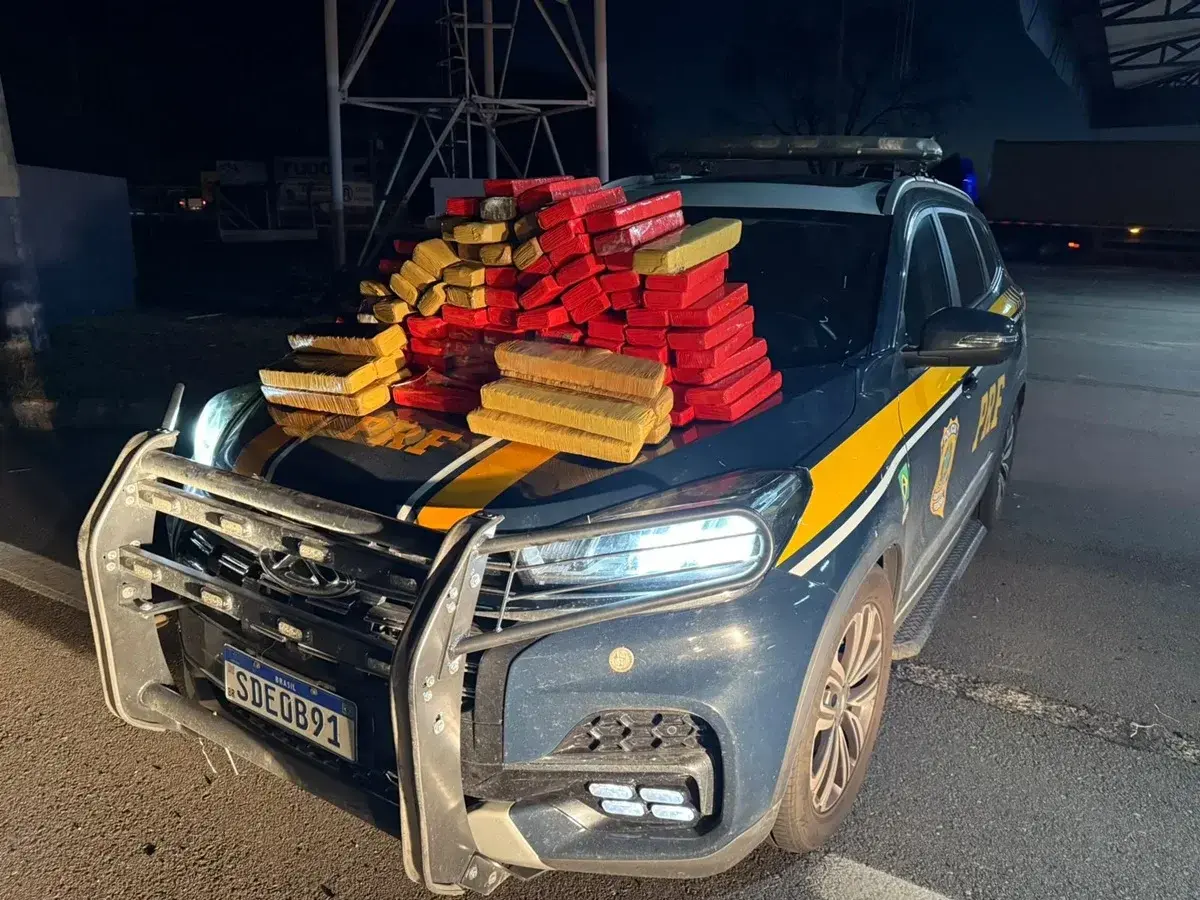 Homem é preso com 80 kg de maconha escondidos em caminhão em GO.