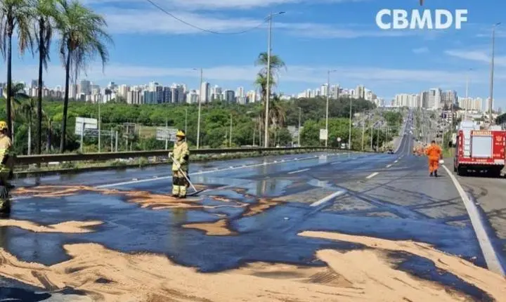 Derramamento de combustível interdita trecho da EPTG nesta quarta-feira