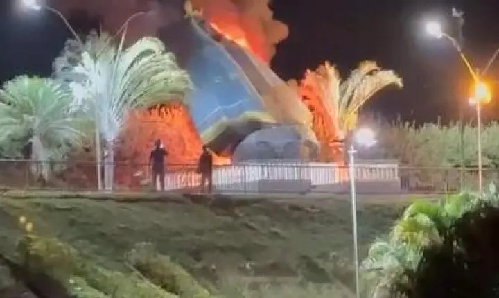 Incêndio que destruiu imagem de Nossa Senhora Aparecida em Nerópolis foi acidental, diz polícia